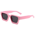Lunettes de soleil roses à monture épaisse avec verres noirs et branches larges de mode - Monture Rose Lentille Grise