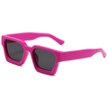Lunettes de soleil carrées à monture épaisse rose avec des verres gris foncé - Monture Rose Rouge Verres Gris