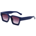 Lunettes de soleil carrées à monture épaisse bleu foncé et verres dégradés violets - Monture Bleue à Paillettes / Verres Gris Dégradé