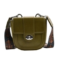 Borsa a tracolla semitonda verde scuro con ampia tracolla a motivo etnico colorato - Verde
