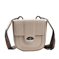 Borsa a sella avorio con ampia tracolla in stile etnico intrecciata e chiusura silver - Bianco Sporco