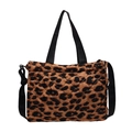 Gewatteerde tote bag met luipaardprint en verstelbare zwarte schouderband voor dames - Bruin Luipaard (3)