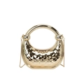 Borsa da sera vintage metallizzata oro con trapuntatura, manico tondo e catena - Oro