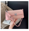 Borsa a tracolla rosa rettangolare con chiusura a rotazione argento e tessuto - Rosa