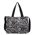 Gewatteerde draagtas met luipaardprint voor dames met zwarte nylon riemen en schouderband - Zwart-Wit Luipaard (1)