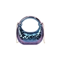 Borsa a mano trapuntata sfumata viola metallizzata con manico tondo e catena oro - Sfumato