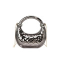Borsa a mano retrò in metallo grigio scuro con motivo a rombi e manico rotondo - Oro Scuro
