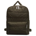Sac à dos matelassé en nylon vert olive avec tissu gonflé style doudoune et fermetures - Vert