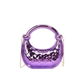 Sac à main matelassé violet brillant rétro avec forme en croissant et chaîne - Violet