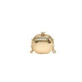 Golden hard-shell evening bag with vertical stripes and a bee-shaped metal clasp - Style 3 Gold