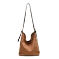 Brown frosted hobo shoulder bag with adjustable leather strap and gold hardware - Brown