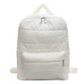 Sac à dos en nylon blanc matelassé avec surpiqûres style doudoune et poche zippée - Blanc