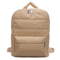 Sac à dos en nylon matelassé kaki avec coutures verticales et poches à double zip - Kaki