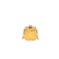 Elegant gold square evening bag with ripple texture and bee clasp chain strap - Style 2 Gold