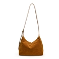 Bruine suède crossbodytas met verstelbare lederen riem en minimalistisch ontwerp - Bruin (Mat)