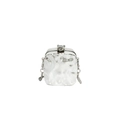 Silver metallic quilted evening bag with mirror finish and snake chain strap in variant - Style 2 Silver