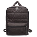 Minimalist quilted nylon backpack for women in dark charcoal with sleek zipper pockets - Brown