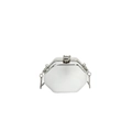 White hexagonal hardshell evening bag with silver chain and bee-shaped metal clasp - Style 1 Silver