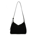 Minimalistische zwarte matte hobo tas met verstelbare riem en gouden rits - Zwart (Mat)
