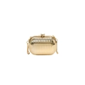 Elegant gold hard shell evening clutch bag with vertical groove texture and chain strap - Style 4 Gold