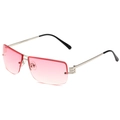 Frameless square sunglasses with pink gradient lenses and silver geometric temples - Silver Frame Pink Gradient