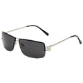 Frameless square sunglasses with grey lenses and gold greek key hollow metal temples - Silver Frame Gray Lens