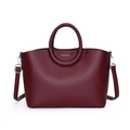 Deep red leather crossbody bag with woven handle and BALADO & BAG logo on white background - Wine Red Set