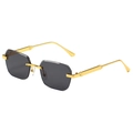 Modern rimless square sunglasses with gradient grey lenses and luxury gold metal temples - Gold Frame Gray Lens