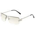 Frameless square sunglasses with silver metal temples and gradient grey lenses - Silver Frame Silver Mirrored Lens