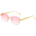 Fashionable rimless square sunglasses for women with pink gradient lenses and gold frames - Gold Frame Pink Gradient