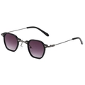 Retro geometric sunglasses with black hexagonal frames and purple gradient lenses - Gradient Purple Gray