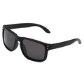 Classic matte black polarized sunglasses with square frames and silver rivet details - Black Frame Grey Lens