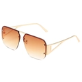 Fashion aviator sunglasses with gold metal frame, orange gradient lenses and rivet detail - Gold Frame Double Tea