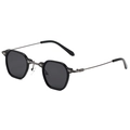 Vintage hexagonal sunglasses with black frames and metal temples for men and women - Gray