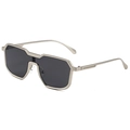 Steampunk irregular gold metal sunglasses for men with dark gray lenses in 45-degree view - Silver Frame Grey Lens