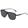 Steampunk black irregular polygon sunglasses with slim metal temples and dark lenses - Black Frame Grey Lens