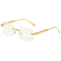 Fashionable rimless square sunglasses with gold metal frame and transparent lenses - Gold Frame Clear Lens