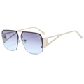 Fashion square aviator sunglasses with purple blue gradient lenses and hollow gold frames - Silver Frame Grey Blue