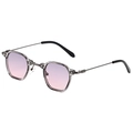 Lunettes de soleil carrées rétro avec verres dégradés violets et monture en métal - Dégradé Violet Rose
