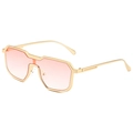 Gafas de sol steampunk doradas con lentes rosa degradados y montura de metal - Montura Dorada Degradado Rosa