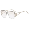 Fashion aviator square sunglasses with champagne gold frames and clear lenses - Silver Frame White Mirror Lens