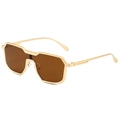 Steampunk oversized geometric sunglasses with golden metal frame and brown lenses - Gold Frame Tea Lens
