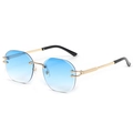 Frameless octagon sunglasses with blue gradient lenses and golden metal snake temples - Gold Frame Blue Gradient