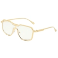 Steampunk gold geometric metal glasses with clear lenses in a 45-degree side view - Gold Frame Clear Lens