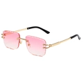 Occhiali da sole senza montatura con lenti sfumate rosa e decorazione in metallo oro - Montatura Oro Sfumata Rosa