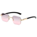 Lunettes de soleil rectangulaires sans monture avec verres dégradés roses et métal doré - Monture Dorée Verres Gris Rose