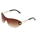 Lunettes de soleil Y2K sans monture avec verres dégradés marron et étoile dorée - Monture Dorée Double Thé