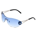 Lunettes de soleil Y2K sans monture, verres dégradés bleus et accents d'étoiles en métal - Monture Argentée Dégradé Bleu