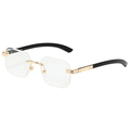 Lunettes de soleil sans monture octogonales avec pont doré et branches noires - Monture Dorée Verres Transparents