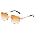 Gafas de sol poligonales sin montura con lentes degradadas naranjas y patillas doradas - Montura Dorada Doble Té